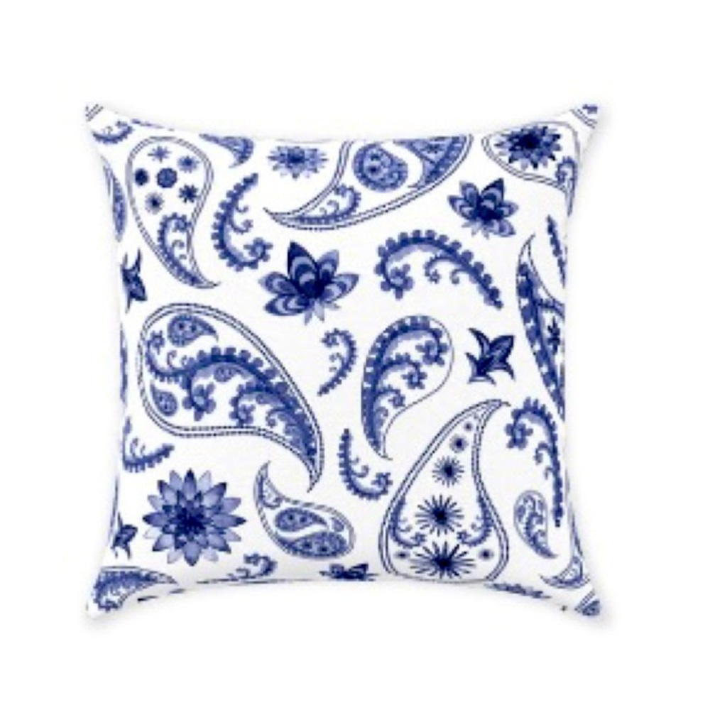 Gorgeous Handmade Blue and White Paisley Accent Pillows X2